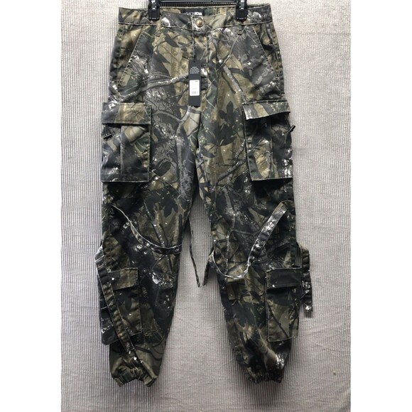 Fashion Nova Pants - Fashion Nova Level You Up Jogger Pants Women’s M Olive Tree Camo Cargo Streetwea